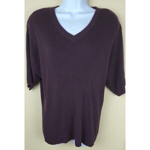 Venezia Jeans Womens Plus Size‎ Ribbed Knit V Neck Short Sleeve Top 22/24